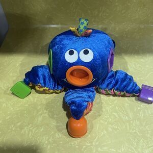 Toy Quest Talking OCTOPUS Blue Plush Attached Colorful Shapes Patterned Arms